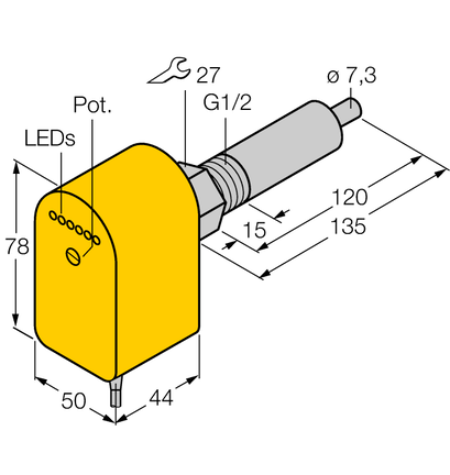 Kontrola przepływu FCS-G1/2A4P-AP8X/L120 - Turck
