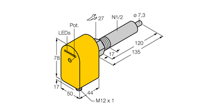 Kontrola przepływu FCS-N1/2A4P-AP8X-H1141/L120 - Turck