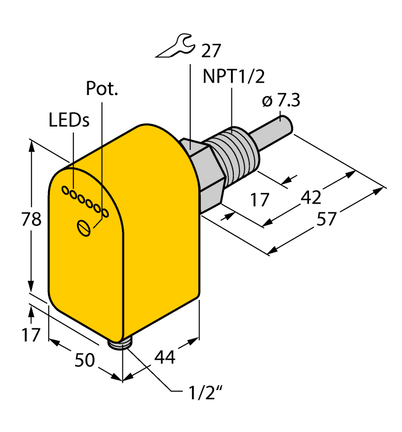 Kontrola przepływu FCS-N1/2A4P-ARX-B3141/230VAC - Turck