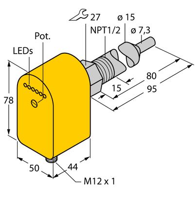 Kontrola przepływu FCS-N1/2A4P-LIX-H1141/L080 - Turck