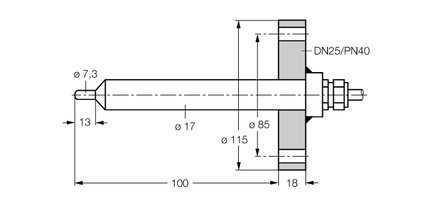 Kontrola przepływu FCS-DN25A4-NAEX0/L100 - Turck
