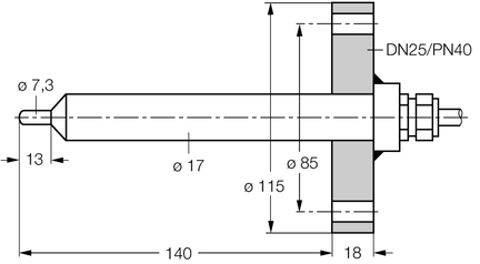 Kontrola przepływu FCS-DN25A4-NAEX0/L140 - Turck