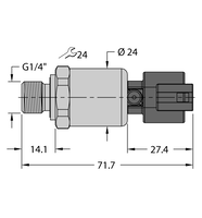 Przetwornik ciśnienia PT10R-1104-U6-DT043P - Turck
