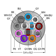 Przewód elementu wykonawczego/czujnika, PUR CABLE12X0.14-XX-PUR-GY-100M/TXG - Turck