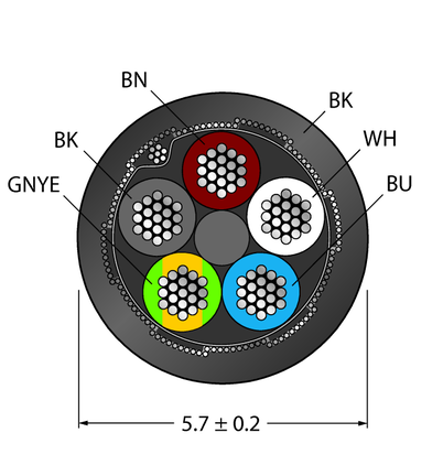 Przewód elementu wykonawczego/czujnika, PUR CABLE(4+1)X0.34-SH-PUR-BK-100M/TXL - Turck