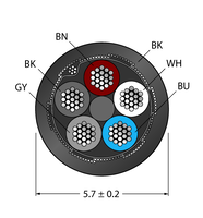 Przewód elementu wykonawczego/czujnika, PUR CABLE5X0.34-SH-PUR-BK-100M/TXL - Turck