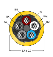 Przewód elementu wykonawczego/czujnika, PUR CABLE5X0.34-SH-PUR-YE-500M/TXY - Turck