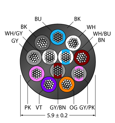Przewód elementu wykonawczego/czujnika, PVC CABLE12X0.14-XX-PVC-BK-100M/TEL - Turck