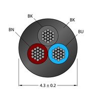 Przewód elementu wykonawczego/czujnika, PVC CABLE3X0.34-XX-PVC-BK-100M/TEL - Turck