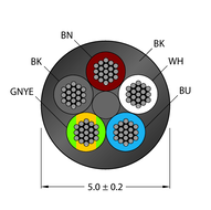 Przewód elementu wykonawczego/czujnika, PVC CABLE(4+1)X0.34-XX-PVC-BK-100M/TEL - Turck