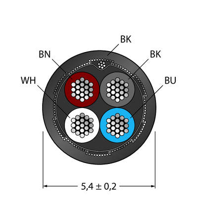 Przewód elementu wykonawczego/czujnika, PVC CABLE4X0.34-SH-PVC-BK-100M/TEL - Turck