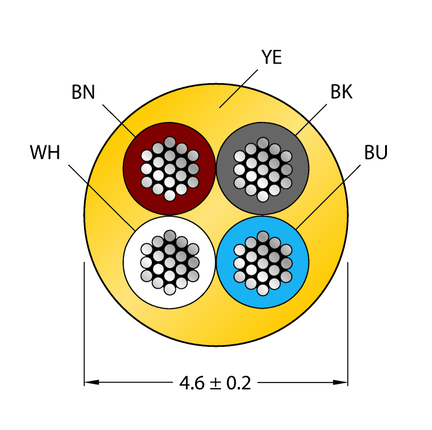 Przewód PVC do czujnika i elementu wykonawczego CABLE4X0.34-XX-PVC-YE-100M/TEY - Turck