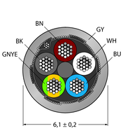Przewód PVC do czujnika i elementu wykonawczego CABLE(4+1)X0.34-SH-PVC-GY-500M/TEG - Turck