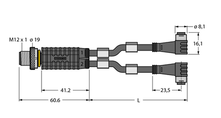 Trójnik 2-drogowy VBRS4.4-2PKW3S-5/5/TEL - Turck