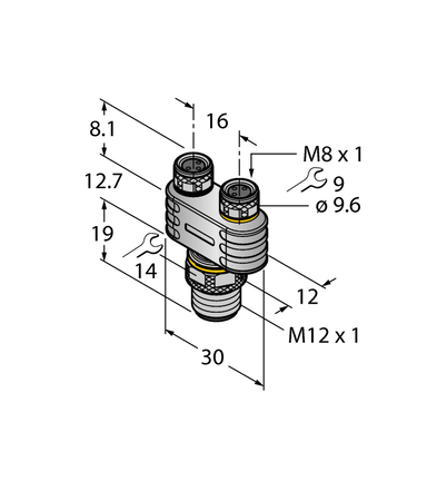 Trójnik 2-drogowy YB2-FSM4.4-2PKG3M-P7X3 - Turck