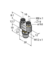 Trójnik 2-drogowy YB2-FSM4.4-2PKG3M-P7X3 - Turck