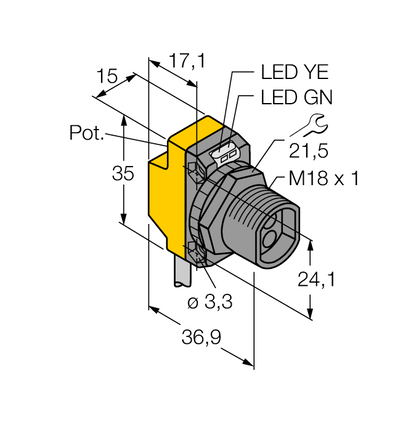 Czujnik fotoelektryczny QS18VP6F - Turck