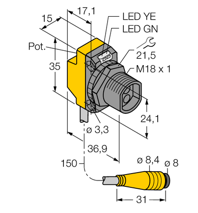 Czujnik fotoelektryczny QS18VP6FQ - Turck