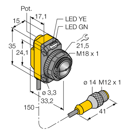 Czujnik fotoelektryczny QS18VP6CV45Q5 - Turck