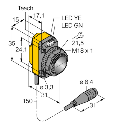 Czujnik fotoelektryczny QS18EP6LPQ - Turck