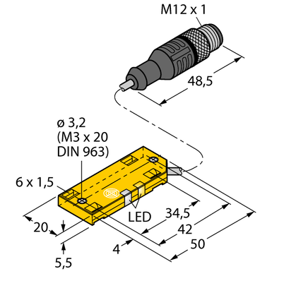 Czujnik pojemnościowy BCE10-QF5.5-AN6X2-0.3-RS4 - Turck