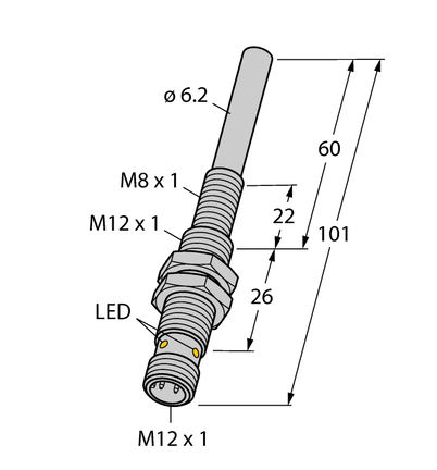 Czujnik pola magnetycznego NIMFE-M12/6.2L101-UN6X-H1141 - Turck