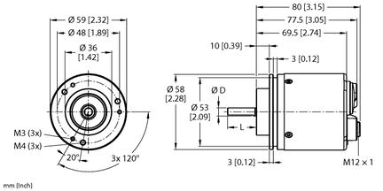 Enkoder absolutny obrotowy, jednoobrotowy RES-107S10C-9E19B-B3M12 - Turck