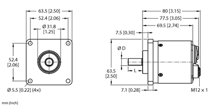 Enkoder absolutny obrotowy, wieloobrotowy REM-105S10R-9E43B-B3M12 - Turck