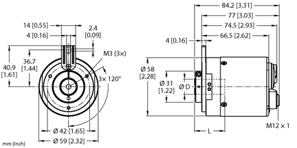 Enkoder absolutny obrotowy, jednoobrotowy RES-108BA3T-9E19B-B3M12 - Turck