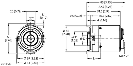 Enkoder absolutny obrotowy, wieloobrotowy REM-E-106C10E-9E43B-B3M12 - Turck