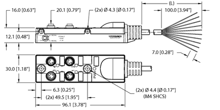 Koncentrator pasywny siłowników/czujników, 4 porty TB-4M8Z-4-3 - Turck