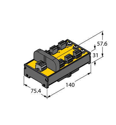 Koncentrator IP20 z zabezpieczeniem przeciwzwarciowym, 6-kanałowy JRBS-40DC-6RV - Turck