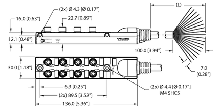 Koncentrator pasywny siłowników/czujników, 8 portów TB-8M8M-4-5 - Turck