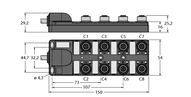 Koncentrator pasywny, M12 x 1 TB-8M12-5-2/TXL - Turck