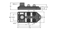Koncentrator pasywny, M12 x 1 TB-4M12-4P2-CS12T - Turck