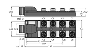 Koncentrator pasywny, M12 x 1 TB-8M12-5-CS19H - Turck