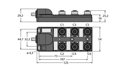 Koncentrator pasywny, M12 x 1 TB-6M12-5-2/TXL - Turck