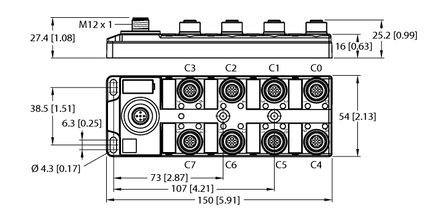 Hub I/O do podłączania sygnałów cyfrowych do urządzenia nadrzędnego IO-Link TBIL-M1-16DXP-B - Turck