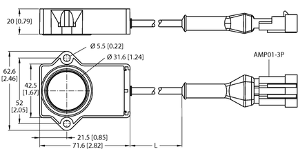 Przetwornik położenia miniaturowy RI60P1-QR20-LU4X2-0.24-AMP01-3P - Turck