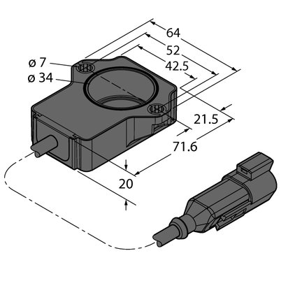 Przetwornik położenia miniaturowy RI90P1-QR20-LU4X2-0.15-DT04-3PMB - Turck