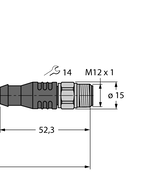 Przewód elementu wykonawczego/czujnika, PUR RKSV4.5T-3-RSSV4.5T/TXL - Turck