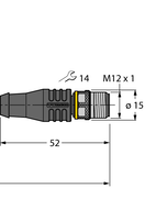 Przewód elementu wykonawczego/czujnika, PUR PKGS3M-2-RSS4T/TXL - Turck