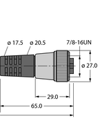 Przewód sieciowy magistrali CAN (DeviceNet, CANopen) RSM RKM 5711-30M - Turck
