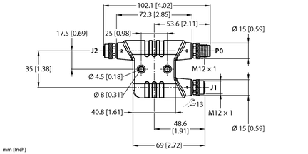 Rozgałęźnik zasilania VH2-M12L-M5-2F5 - Turck