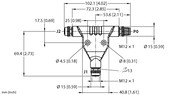 Rozgałęźniki zasilania M12 VT2-M12S-M4-2F4 - Turck