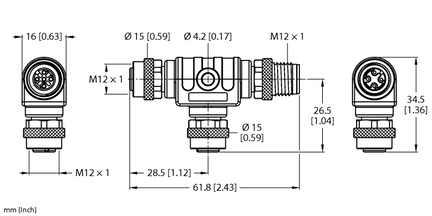 Trójnik 2-drogowy RSCS-2RKCS48 - Turck