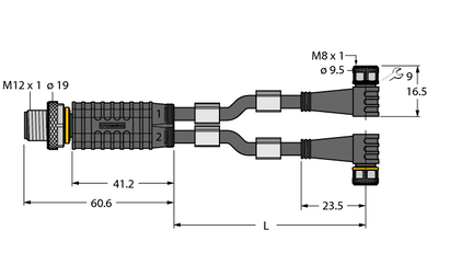 Trójnik 2-drogowy VBRS4.4-2PKW3M-5/5/TEL - Turck