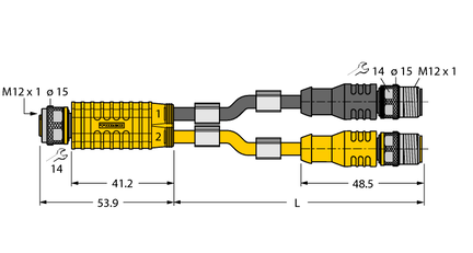Trójnik 2-drogowy VBRK8-2RSC4.870T-0.15/0.15/TXL4000 - Turck