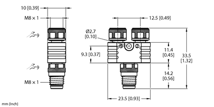 Trójnik 2-drogowy YP2-MFS4-2MFK3 - Turck