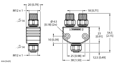 Trójnik 2-drogowy VB2-FKMV5-FSMV5.205-FSMV5.305/S2550 - Turck